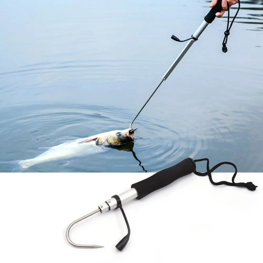 

60cm Telescopic Retractable Fish Gaff Stainless Ice Sea Fishing Spear Hook Professional Tackle