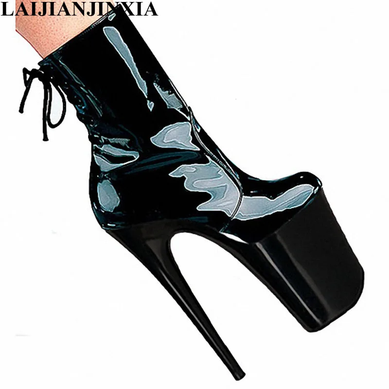 Fashion Sexy Knight Female 8 Inch High Heel Platform Ankle Boots for Women Autumn Winter Shoes 20cm Black Pole Dancing Boots New