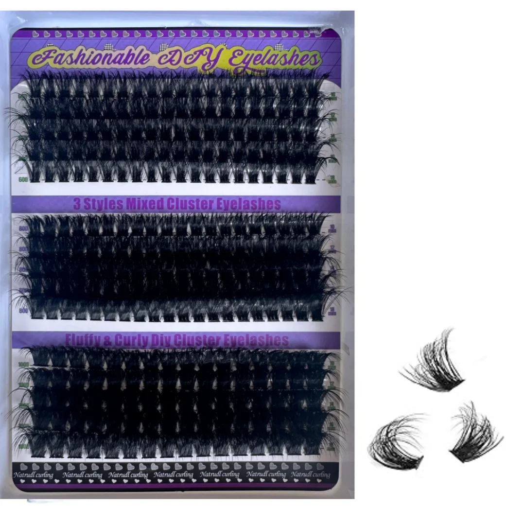 Cluster per ciglia Cloison 60D + 80D + 100D - 280 pezzi di grappole per ciglia 10 - 18 mm D Curl Cluster - Cluster per ciglia spesse