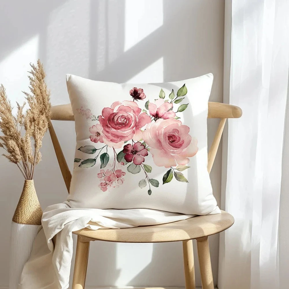 1PC Watercolor Flowers Throw Pillow Cover 30X50cm One Side