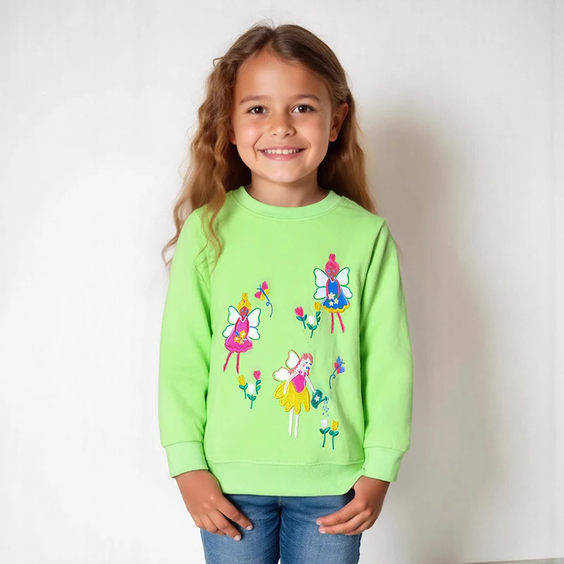 Little Maven Baby Mädchen Cartoon Engel Elfen Langarm Tops für Kinder Kleidung Herbst Frühling Sweatshirts Kinderkleidung