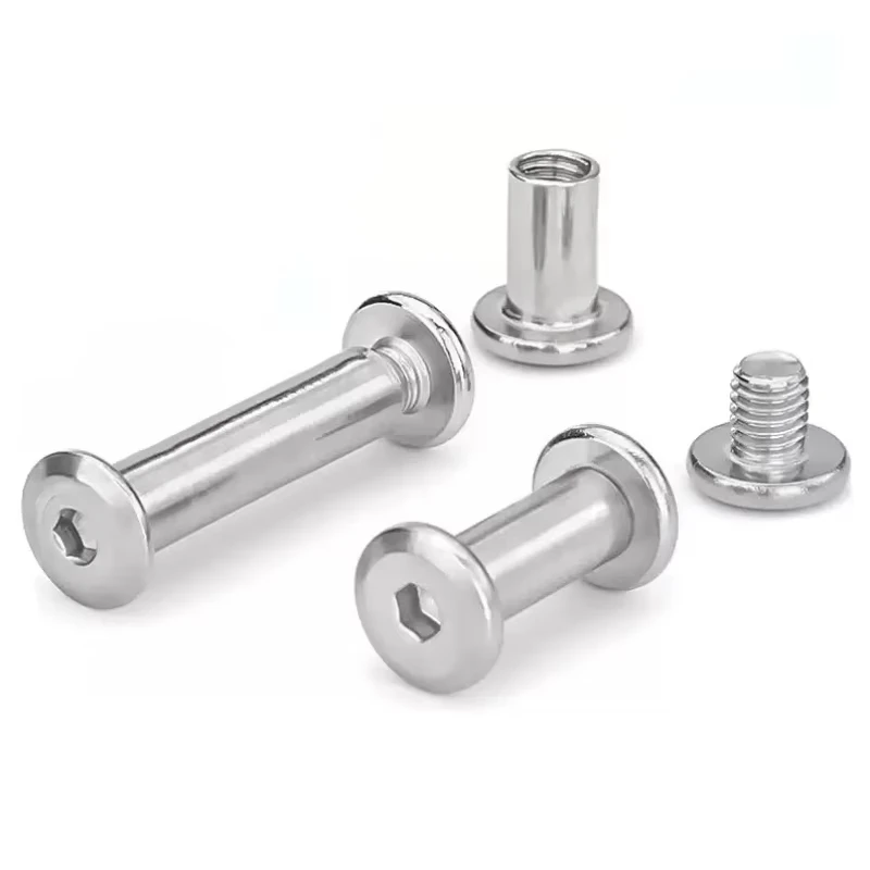 Sekrup Hexagon Soket M6(D8mm)-85mm 100Set Baja Tahan Karat 304, Sekrup Pengunci, Mur Kombinasi, Paku Buku Akuntansi