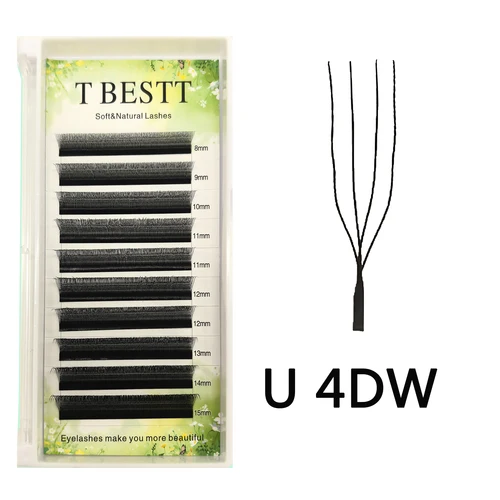 Imagen 1 del producto Tbestt forma de U 4D 5D W pestañas de extensión C/D Curl YY pestañas prefabricadas pestañas naturales suaves 6DW pestañas postizas tenues
