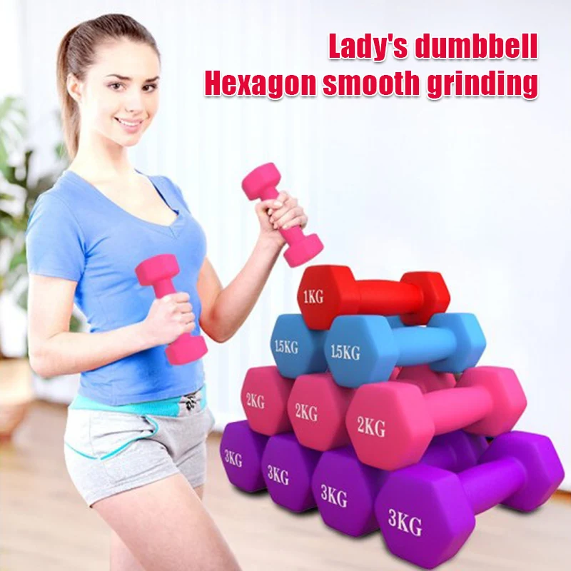 Women Dumbbell Hexagonal Dumbbell Weight Loss Slimming Slim Waist Fitness Equipment Mancuernas Plastic Dip In Dumbbell