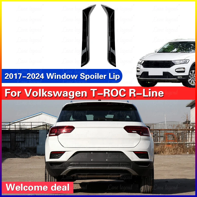 For Volkswagen VW T-ROC SUV A11 MK1 R R-Line TSI TDI 2017-2024 Rear Side Window Spoiler Lip Wing By High Quality ABS Tuning