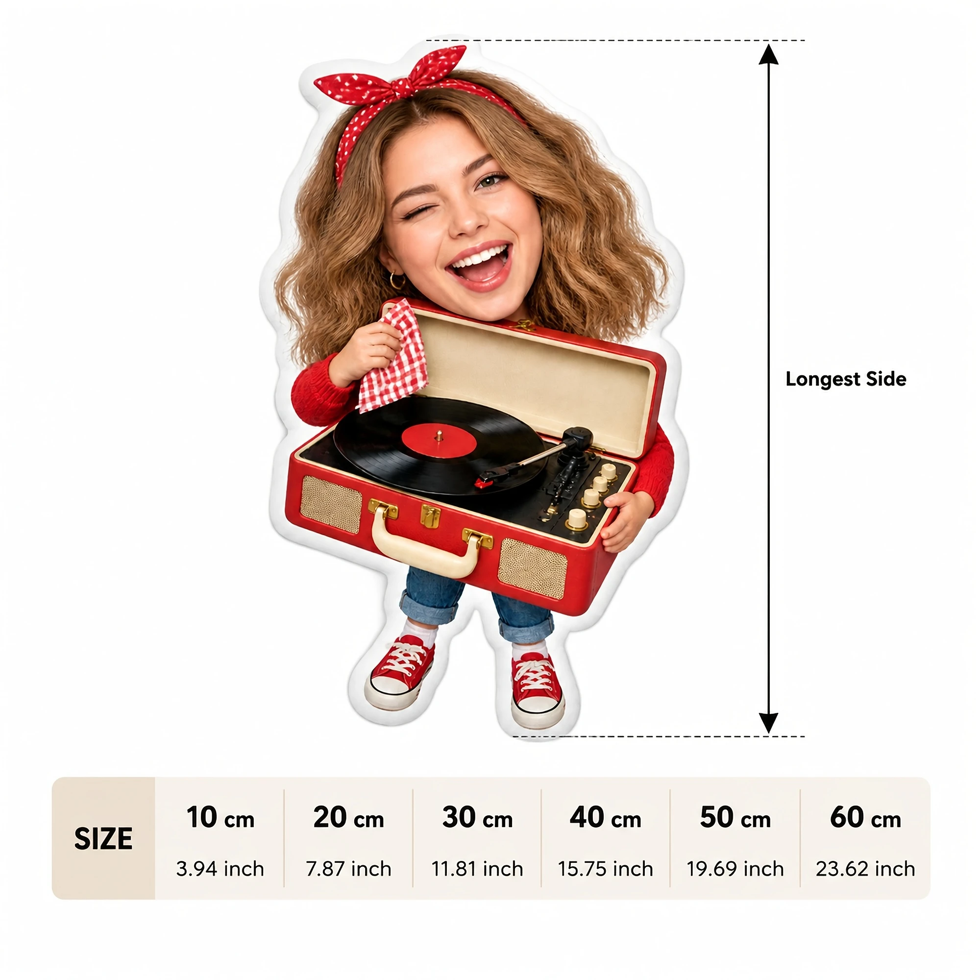 1pc [2D Flat] Double Sided Printed Creative Novelty Record Player Shaped Throw Pillow, Decorative Cushion for Music Lovers, Sofa