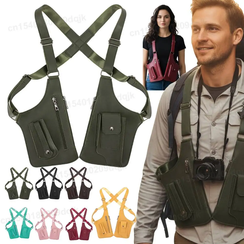 Sac à Double épaule en cuir PU pour hommes et femmes, sac à aisselles antivol, sangle sous les bras, portefeuille, étui de poche, sacs de voyage en plein air