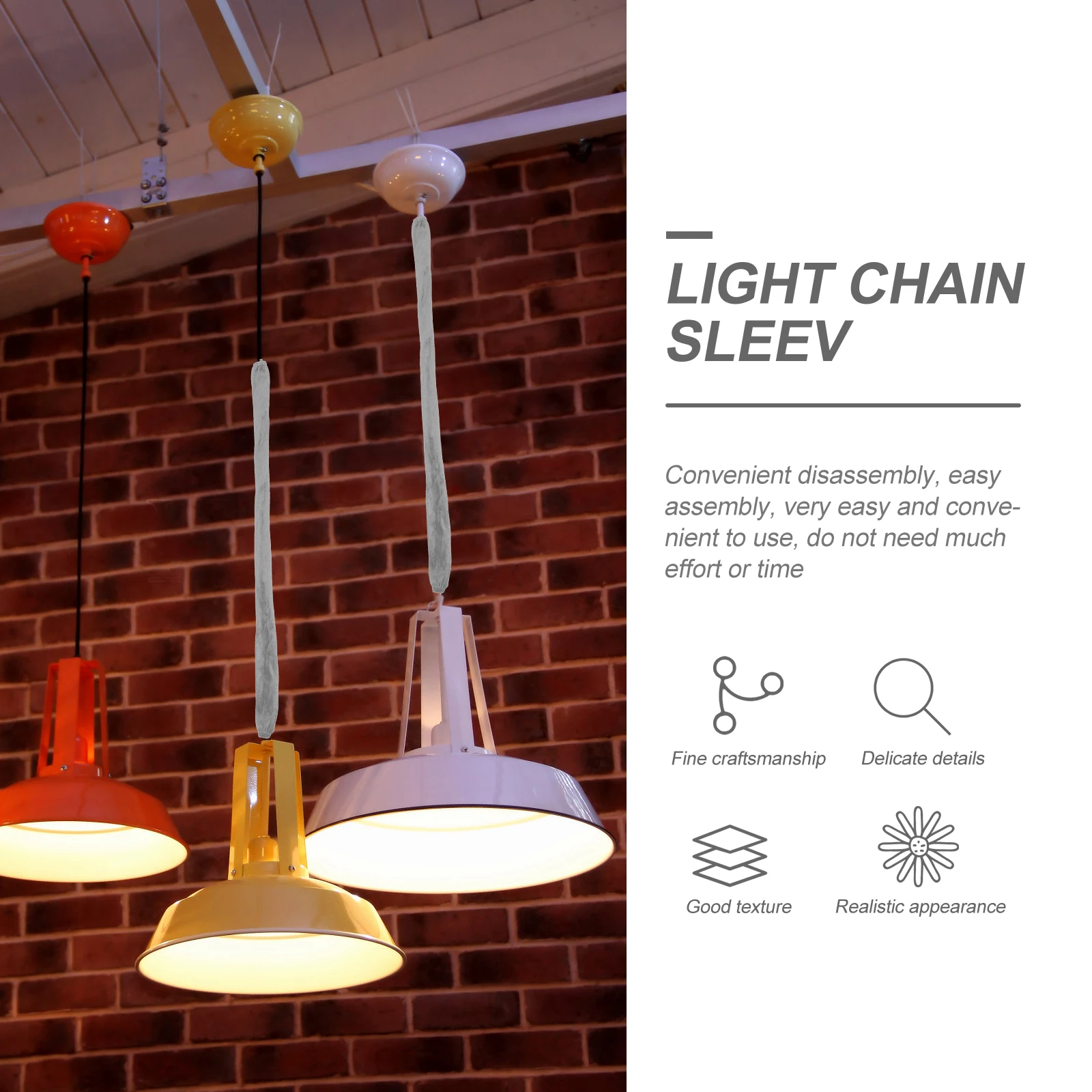 

4Pcs Fabric Lamp Chain Cover Simple Installation Decor for Ceiling Light Chains Light Chain Cover Lamp Accessory