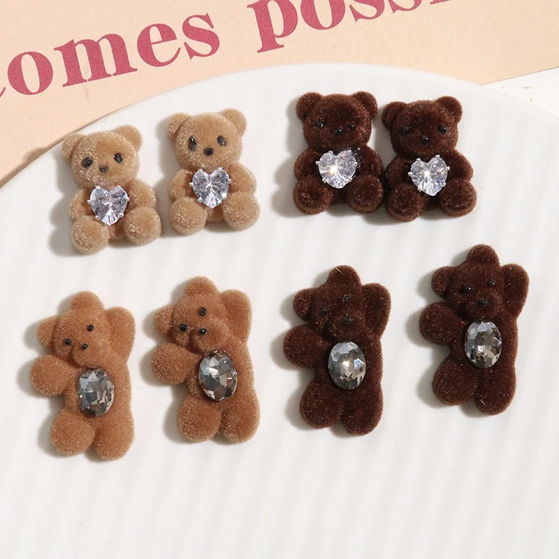 

Зимний стиль, 40 шт./лот, цвет, флокирующийся эффект, животные, мультяшные медведи, смоляные бусины-кабошоны, ювелирные изделия своими руками, аксессуары для волос, одежда