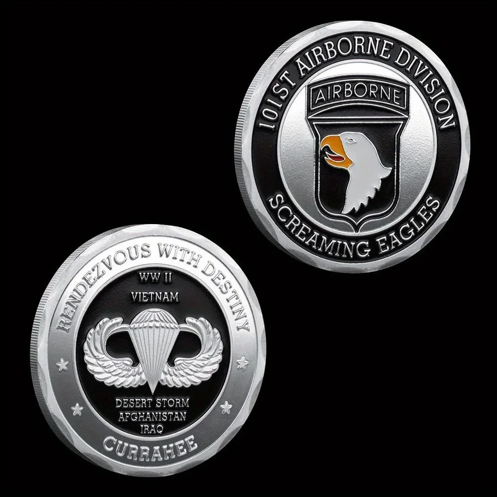 United States Army 101st Airborne Division Souvenir Coin Screaming Eagle Golden Plated Challenge Coin Commemorative Coins