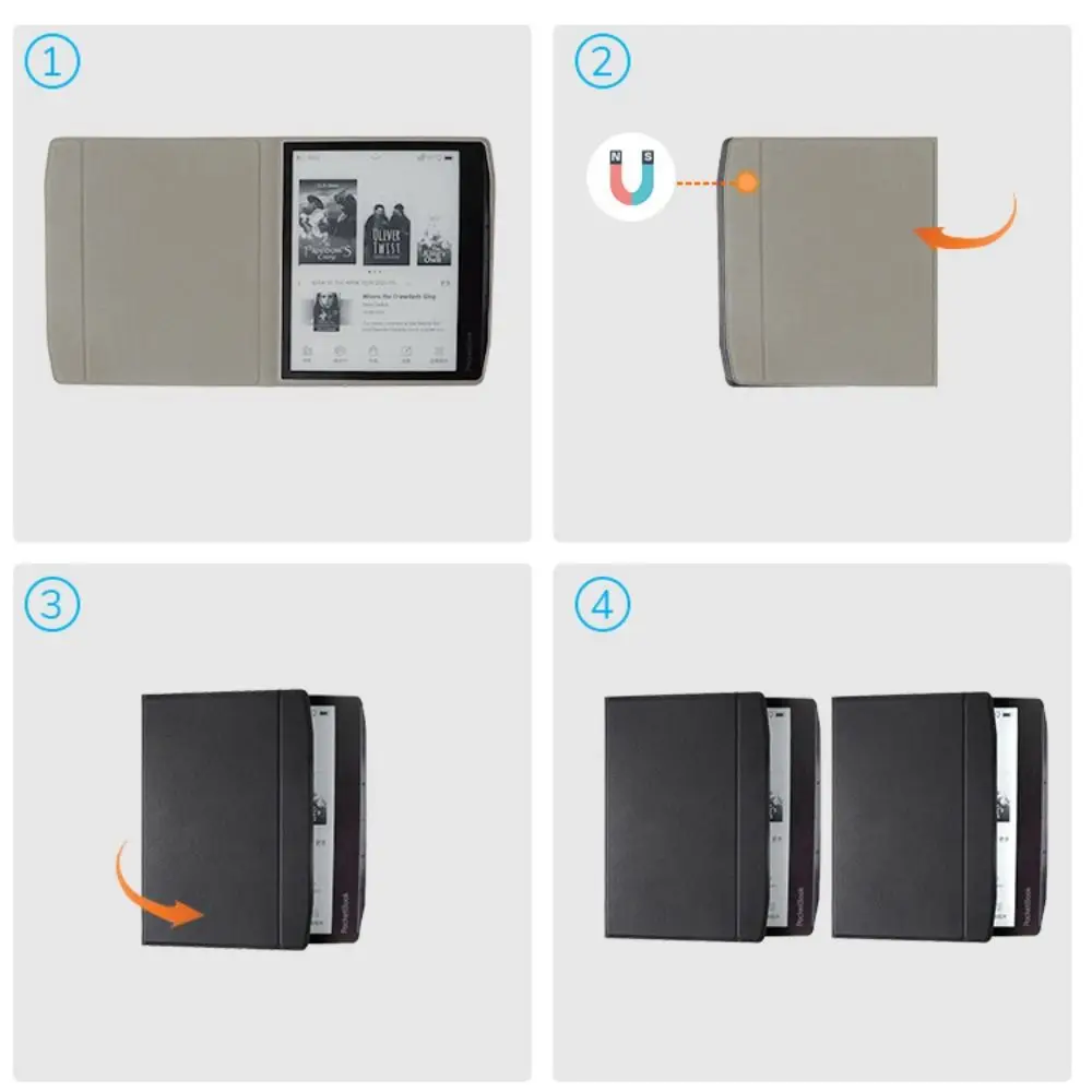 Auto Sleep/Wake 7 Inch Magnetic Protective Case Anti-fall Leather E-Reader Case Microfiber Lining for Pocketbook Era 700