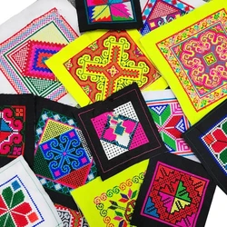 1pcs Flowe Cloth Patch Miao Embroidery Square Clothing Patch Embroidered Fabric Clothing Applique Sewing