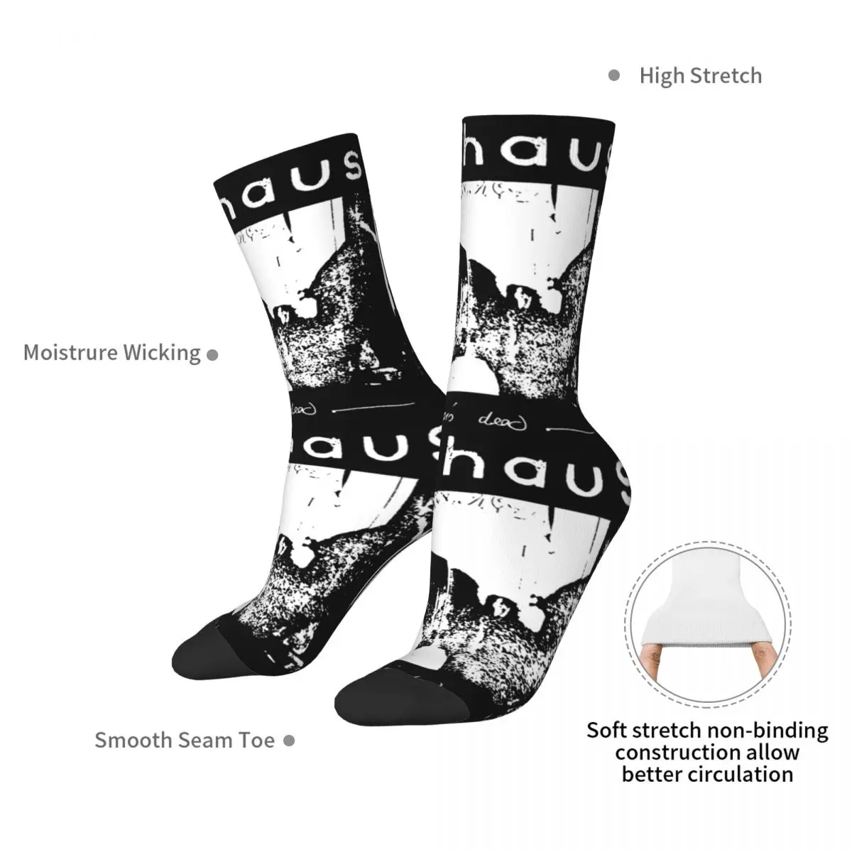 Men Women Bauhaus Bat Wings Bela Lugosi\'s Dead Socks Breathable Stylish Punk Band Socks Small Gifts