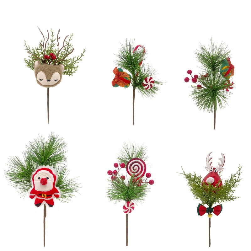 Artificial Plant Plastic Pine Needle Ornaments Home Living Room Decor Christmas Simulation Plants Reindeer Pentagram Pattern