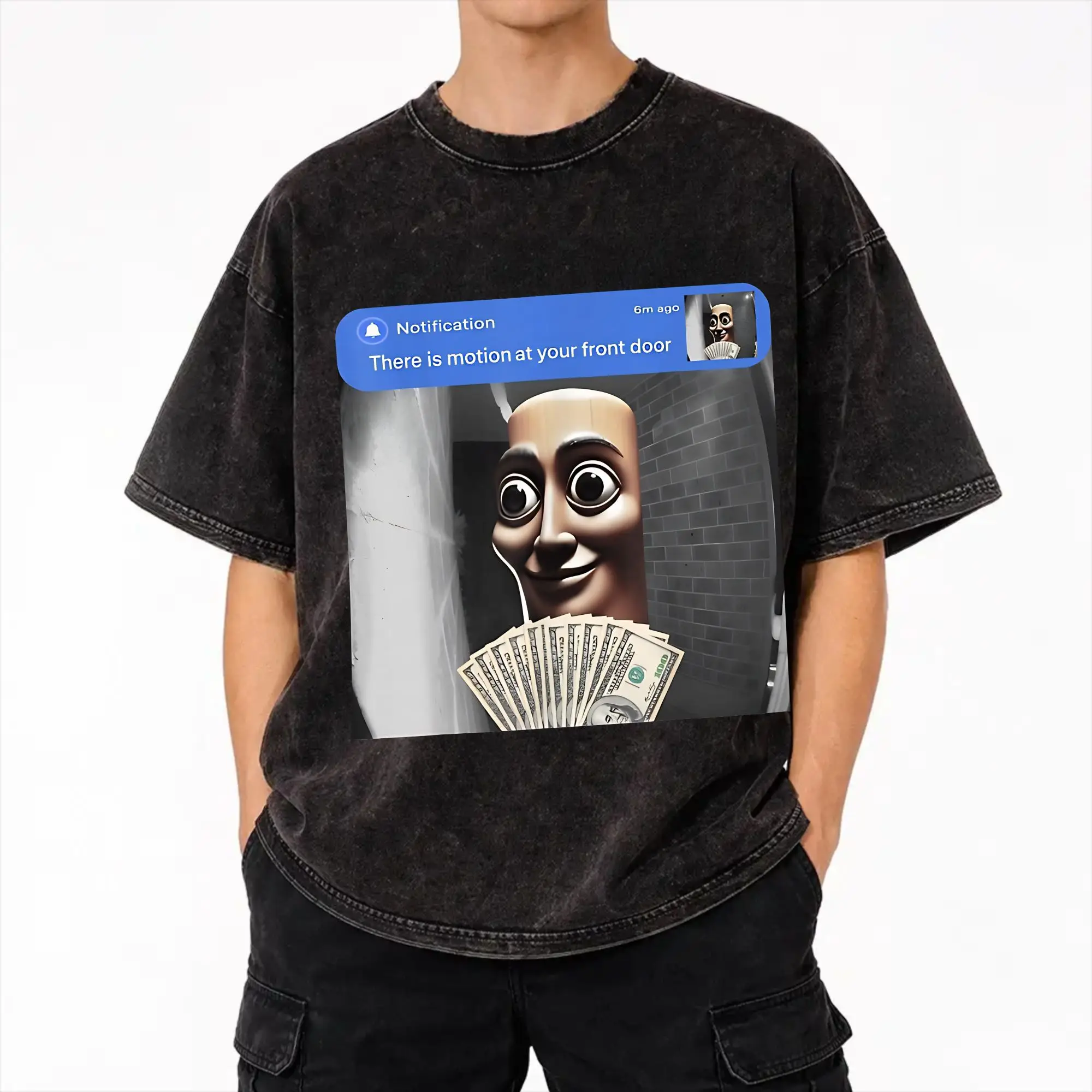 There is Motion at Your Front Door Tung Tung Tung Sahur Meme Accessories Washed T Shirt Men Women Streetwear