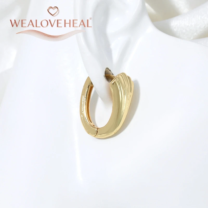 18K vergoldete Messing-Ohrringe mit japanischem Fächer-Muster, geometrische strukturierte Creolen für Frauen, einfacher Alltagsschmuck, Geschenk – Detail 20