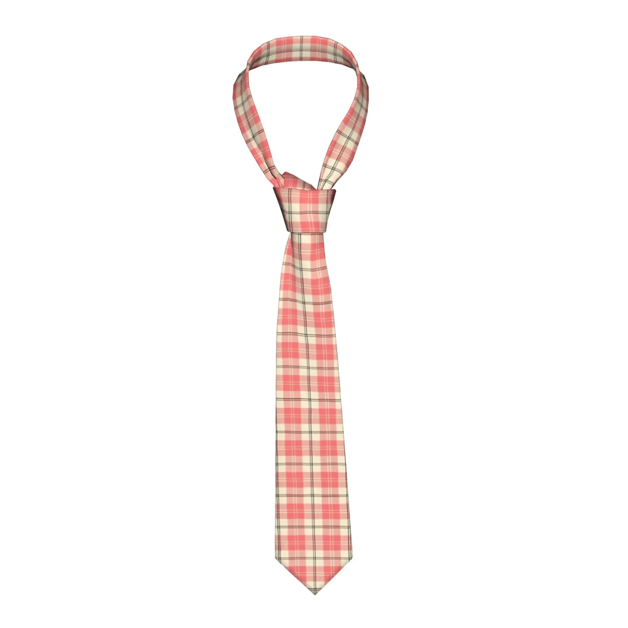 Tartan  Pink and Cream Plaid High Res  Neckties Casual 8 cm Narrow  Neck Ties for Mens Daily Wear Gravatas Wedding  Office