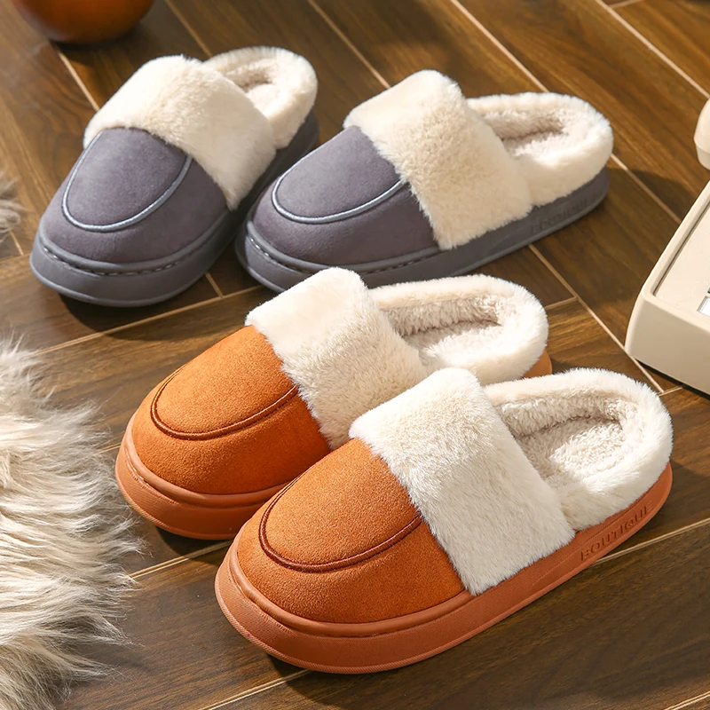 2024 New Winter Trend Concise Indoor Mule Warm cozy pantofole in peluche antiscivolo per le donne scivoli a punta chiusa scarpe da donna in cotone