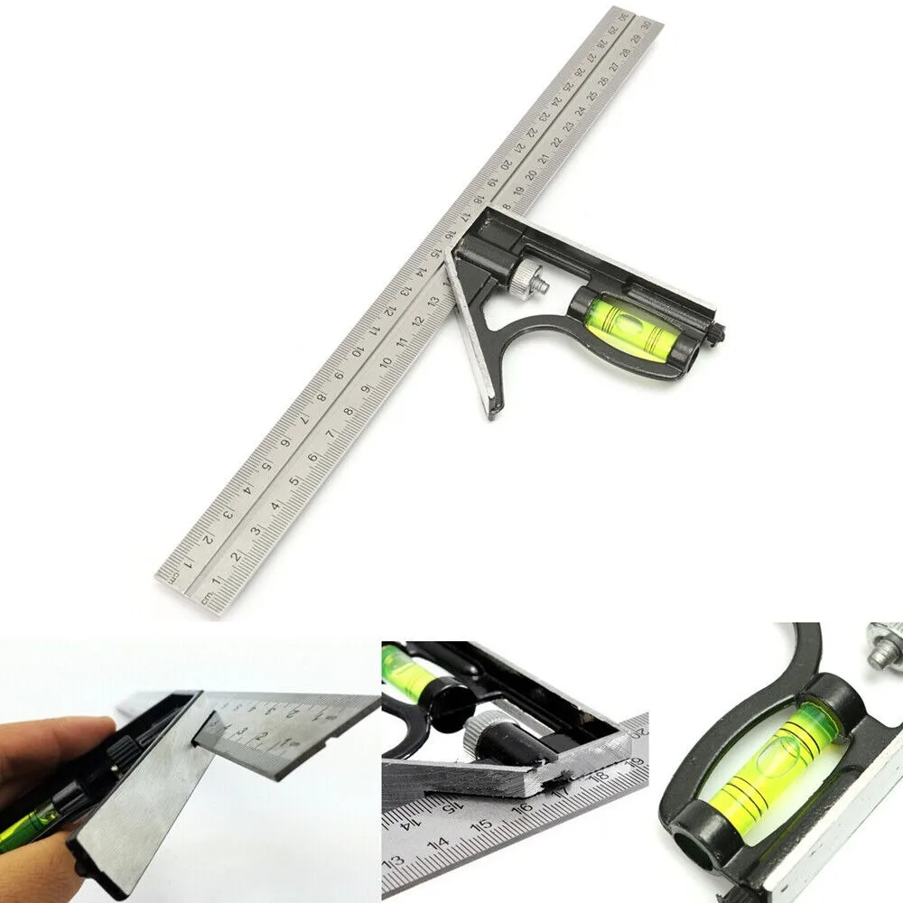 New Adjustable Engineers Combination Try Stainless Steel 90-degree Horizontal Right Angle Ruler Multi-functional Angle Ruler