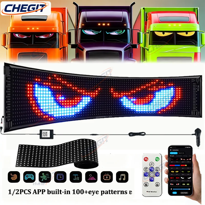 

Светодиодный экран Devil's Eyes, светильник с приложением, пульт дистанционного управления, анимационная матрица, пиксельная панель, дисплей для лобового стекла грузовика