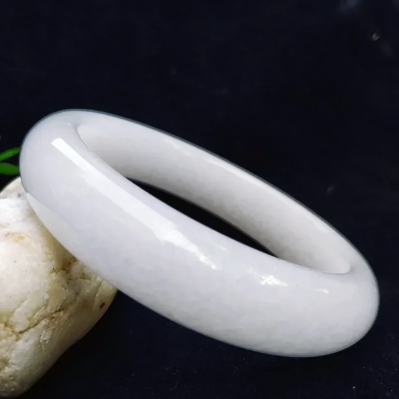 Natural Chinese White Jade Hand Carved Wide Band Bracelet Fashion Boutique Jewelry Women's White Bracelet Popular Love Bracelet