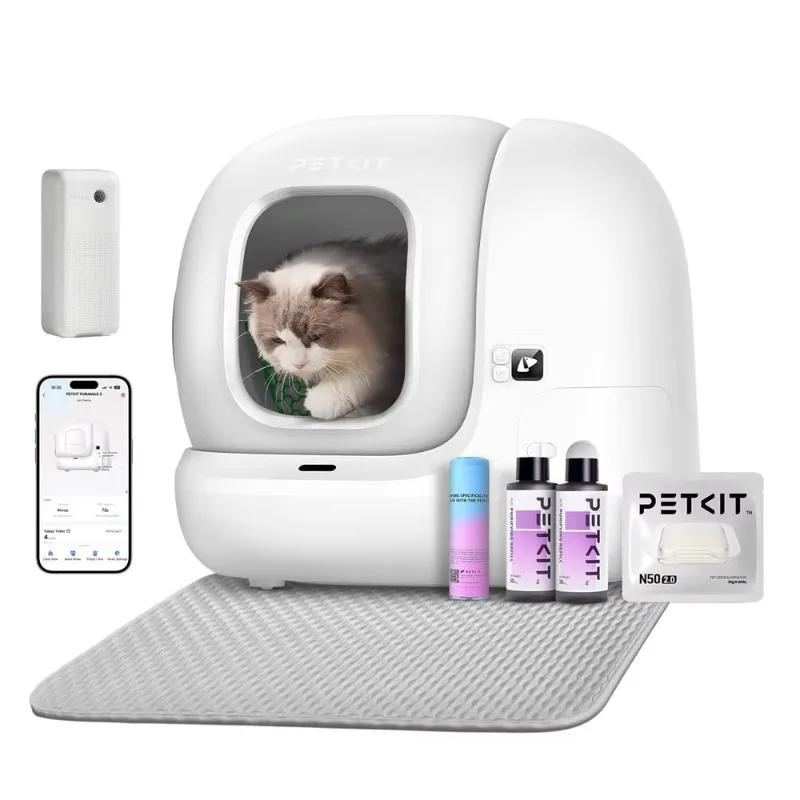 PETKIT PuraMax 2 Automatic Self Cleaning C-at Box with 2.4GHz Wi-Fi App Control A-ir Pu-rifier Spray and N50 Odor Eliminator