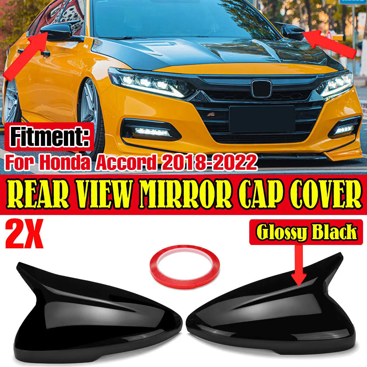 2x Direct Add-On Rear View Mirror Cap Cover(Left+Right)  for  Honda Accord 2018 - 2022