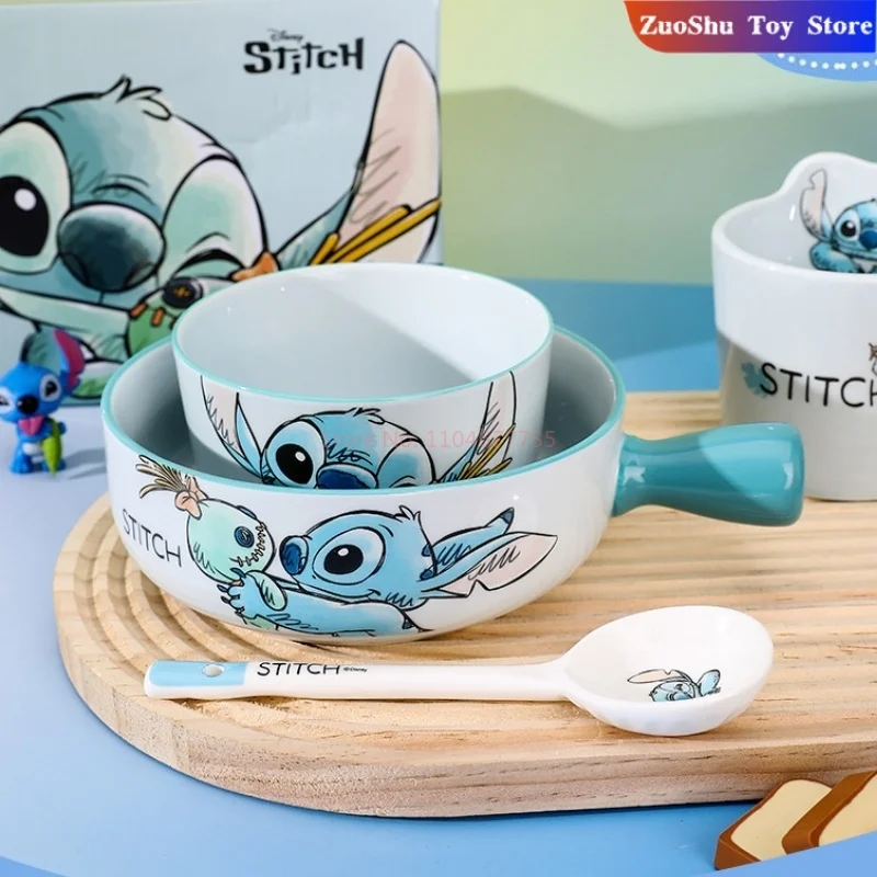 Piring Makan Mangkuk Salad Jahitan Piring Keramik Rumah Tangga Peralatan Makan Tahan Mangkuk Nasi Gaya Lucu Cangkir Air Anak-anak Mug Kopi