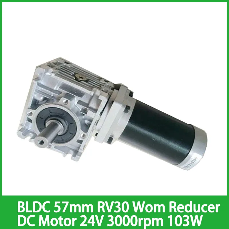 BLDC 57mm RV30 Worm Reducer Brushless DC Motor 24V 3000rpm 103W Gear Ratio5:1-80:1 dual output shafts