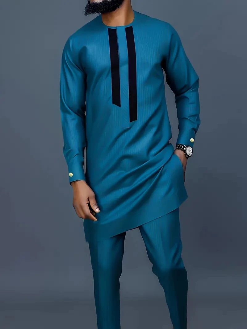 

Men's fashion casual print two-piece suit