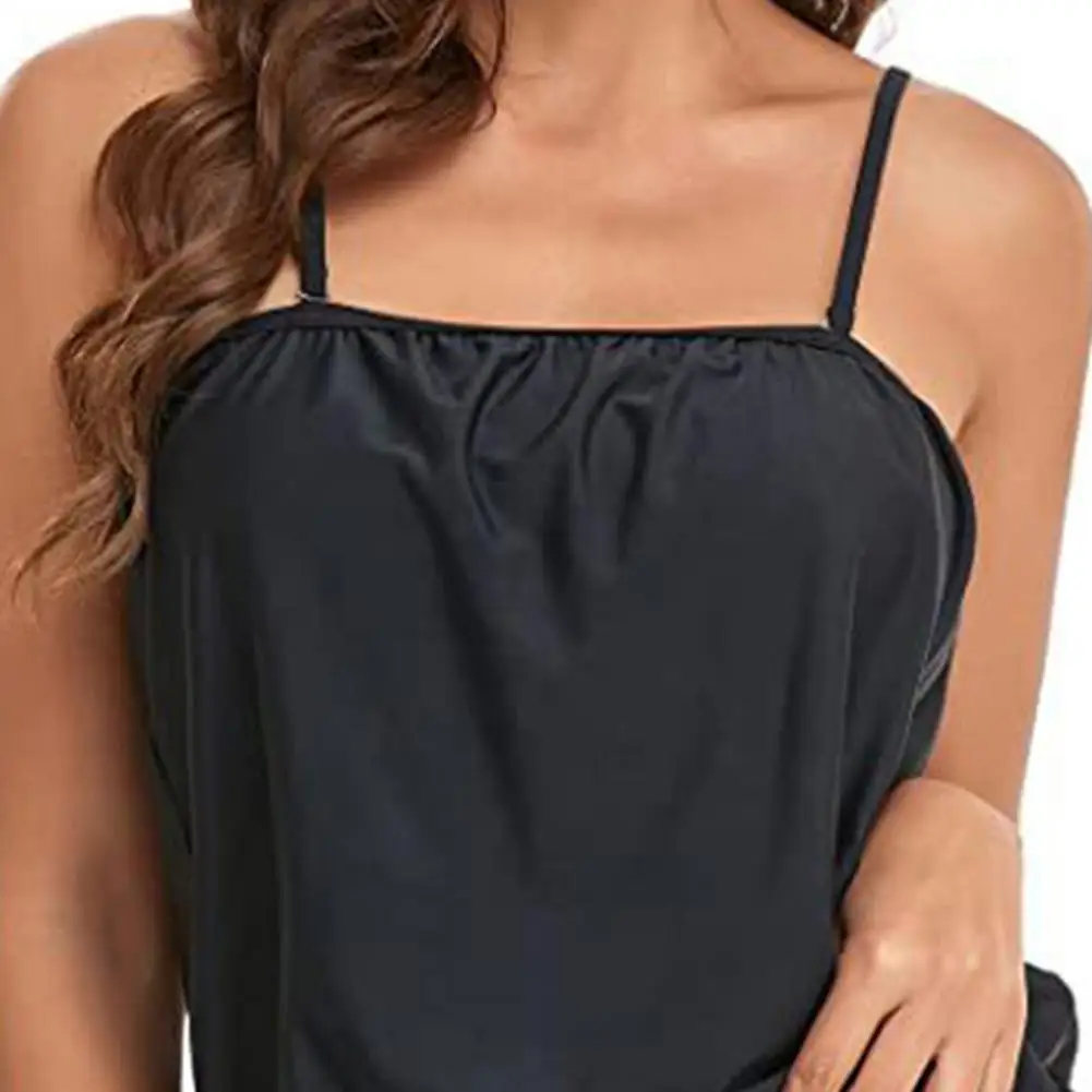 Комплект купальника из 2 шт./компл. с шапочкой для плавания. Стильный пляжный купальник с топами на бретельках со шнуровкой и высокой талией, сплошной цвет, с разрезом.