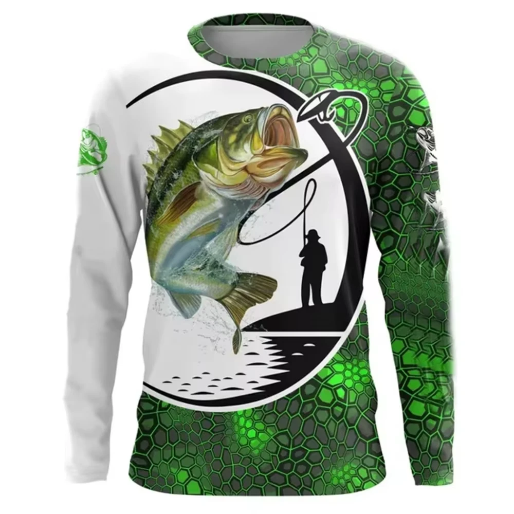 Sport Angler Fish Graphic Long Sleeve Jersey Family Matching Outdoors Fishing Themed Casual Daily Wear Printed Tee Shirt