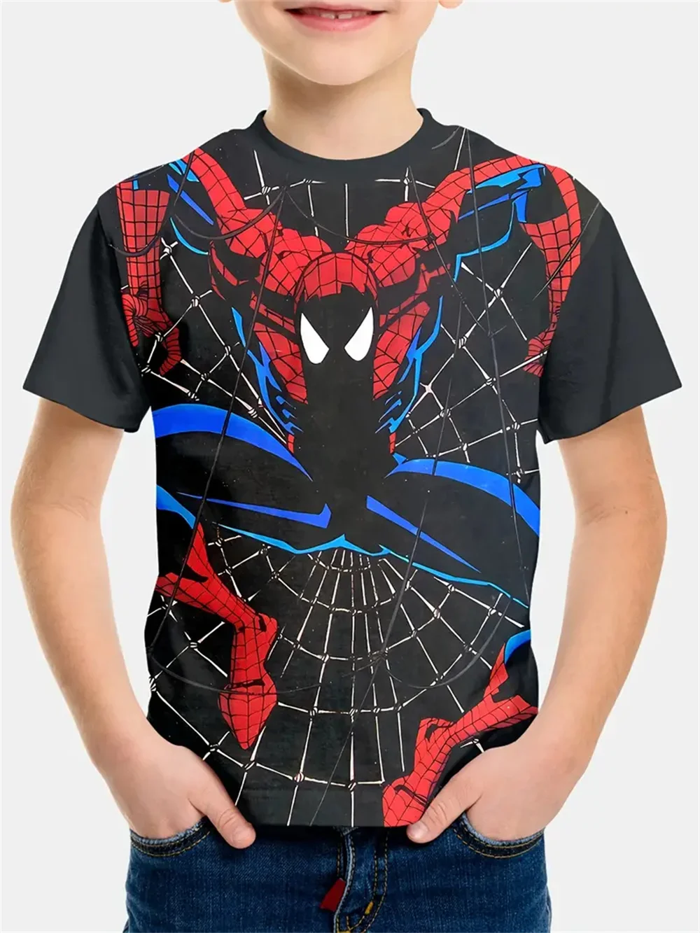 

2025 Anime Spider Man 3d Printed Summer Cartoon Short Sleeved Casual T-Shirt For Boys Girls Children's Clothing Funny Shirt