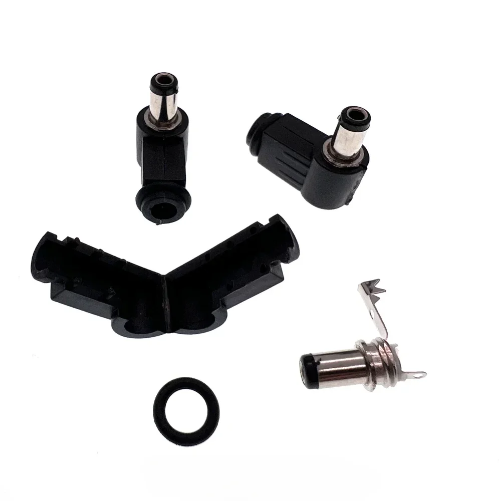 10pcs ( Male Power Plug Angle 90 Degree L Shaped Plastic+female Metal Panel Mount Socket Jack Plug Connector