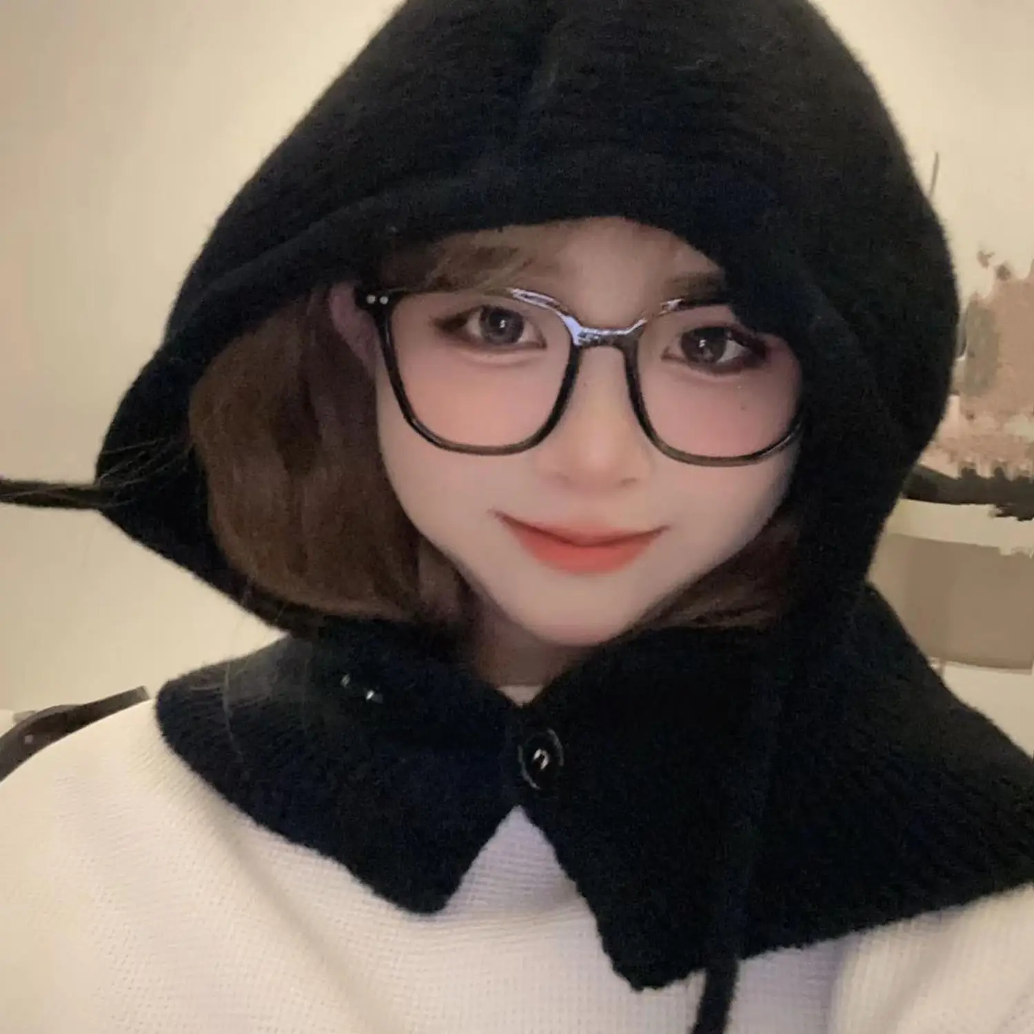 

2025 Fur Knitted Scarf Hood Balaclava Women Cashmere Beanies Winter Unisex Warm Skiing Hat Outdoor Ear Protection Bonnet