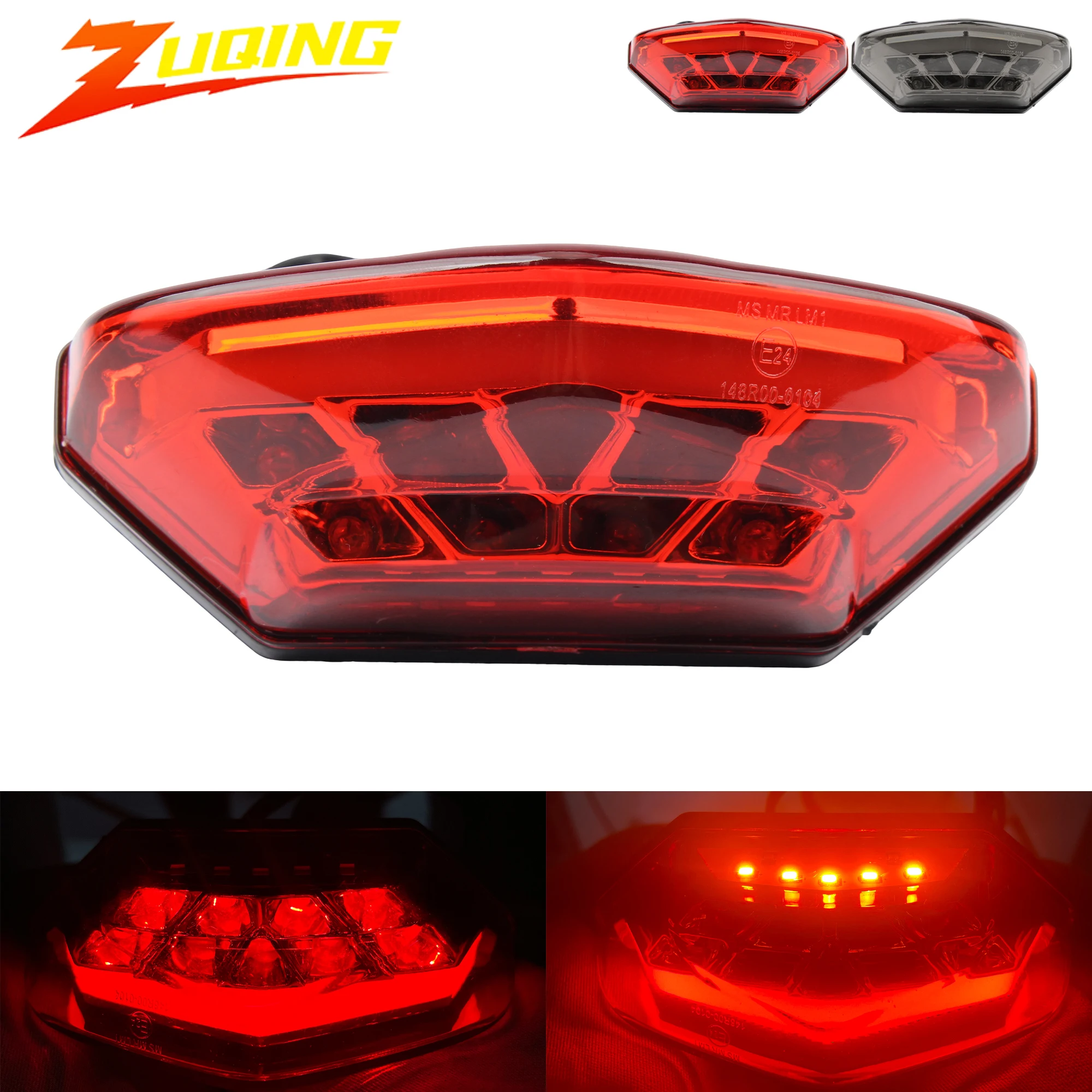 

For Cafe Racer Bobber Motorcycle Brake Tail Light License Number Plate Lamp Red Smoky Black 12V LED Taillight Modified Parts