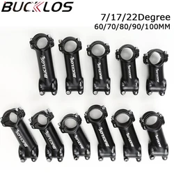 BUCKLOS Bicycle Stem Aluminum Alloy MTB Stem 60/70/80/90/100mm 7/17/22 Degree Road Mountain Bike Stems Bicycle Power Part