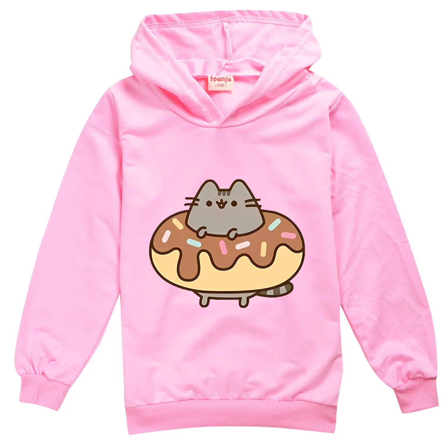 Pusheen Cat Thin Hoodie for Children Kawaii Cartoon Clothing for Girls Boys Fashion Trendy Hoodies Clothes Sweatshirt Tops Gift