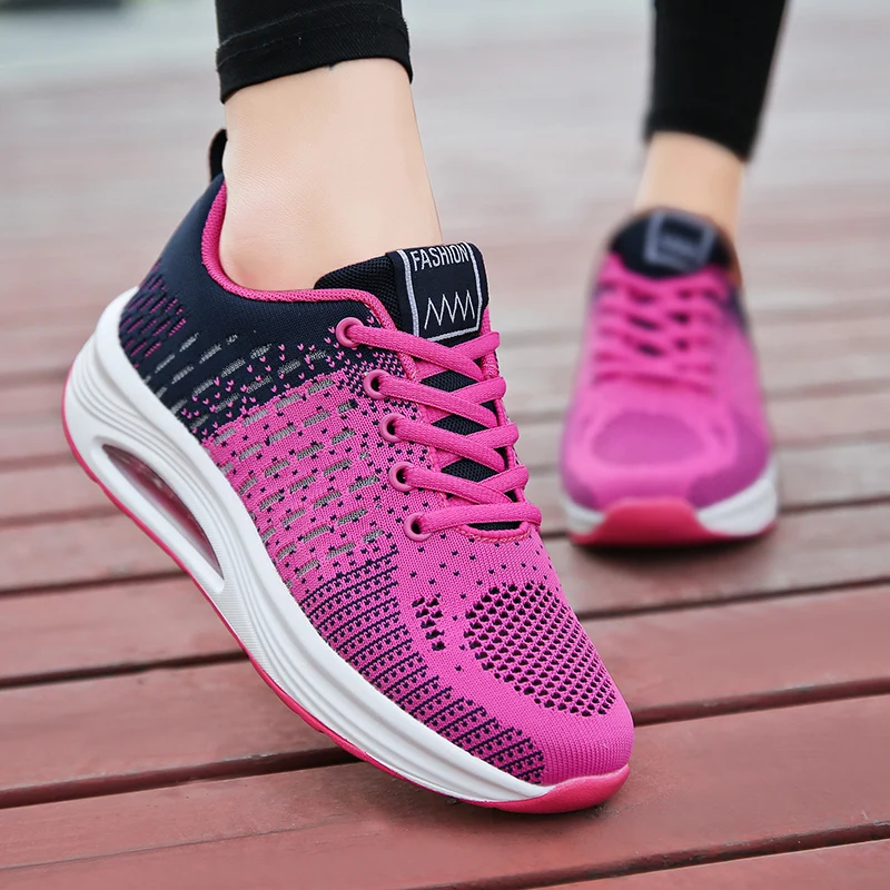 Sneakers Women Walking Shoes  Fashion Air Cushion Thick Bottom Trekking Shoes Breathable Casual Shoe