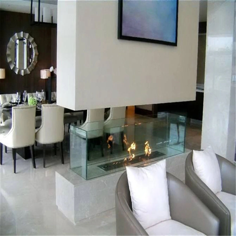tuya wifi bio kamin  rectangular stainless steel bio ethanol burner electric fireplace bio ethanol built in see through