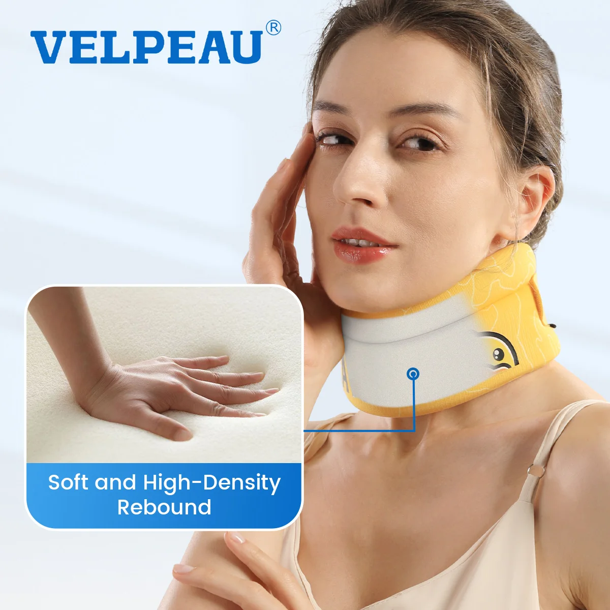 VELPEAU Neck Support Brace Foam for Neck Stiffness and Pain Adjustable Cervical Collar Pillow for Snooze, Anti Snoring