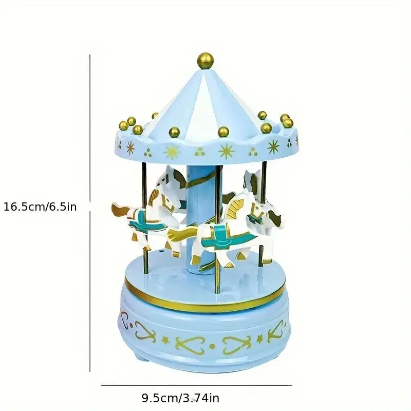 1pc Luxury Carousel Music Box 4 Horses Rotate Rotation Romantic Luxury Carousel Toys Handwork Music Box Gifts