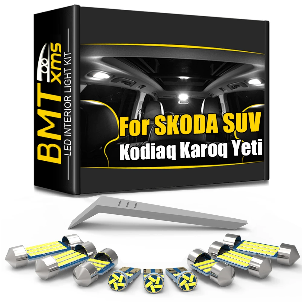 

BMTxms LED Interior Light Kit For Skoda SUV Karoq NU7 2017+ Kodiaq NS7 2016+ Yeti 5L 2009+ Canbus Vehicle Dome Trunk Door Lamp