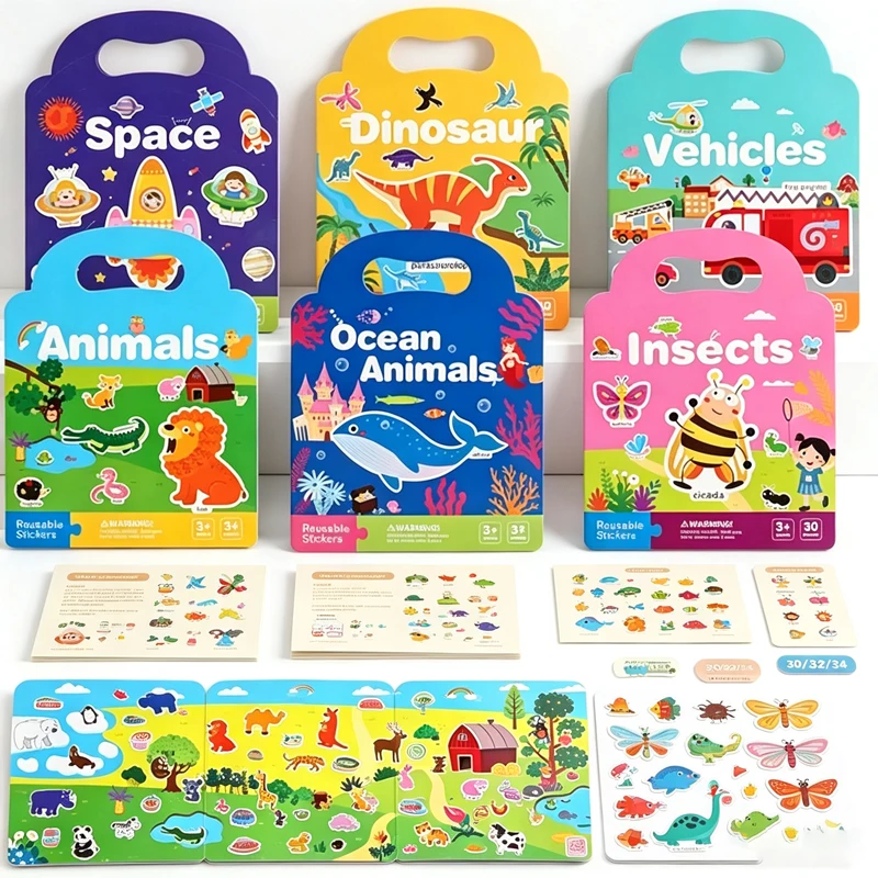 Reusable Quiet Sticker Book,Early Educational Scene Sticker Book,Enlightenment Cognitive Puzzle Book Toddlers Focus Training