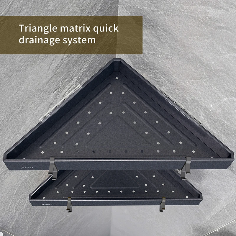 أرفف تنظيم تخزين معدنية مقاومة للصدأ مثبتة على الحائط لا تتطلب مثقابًا للمطبخ والحمام