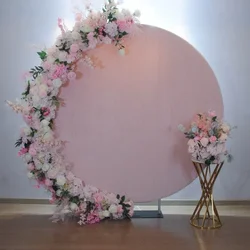 DD Photography Round Backdrop Stand 7ft Velvet Wedding Backdrops for Party Activities Foldable Outdoor Background Decoration