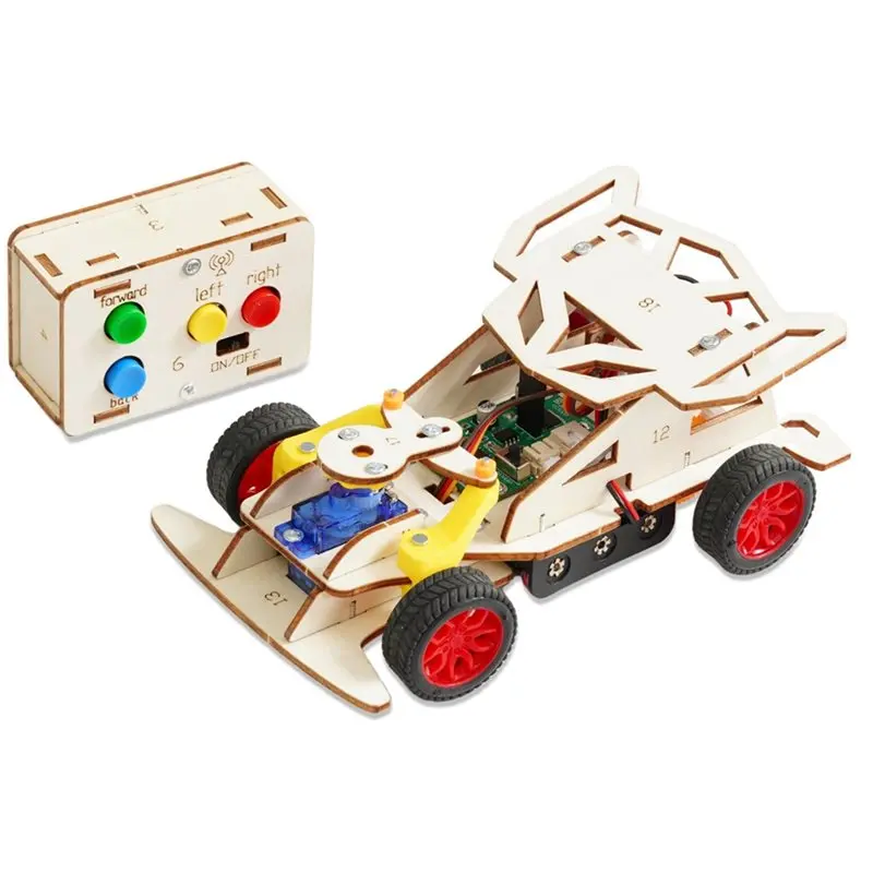 ABXE-3X DIY Wooden Remote Control Car Kit Mini Four-Wheel Drive Racing Car Science Experiment Kits For Teen Kids Gifts