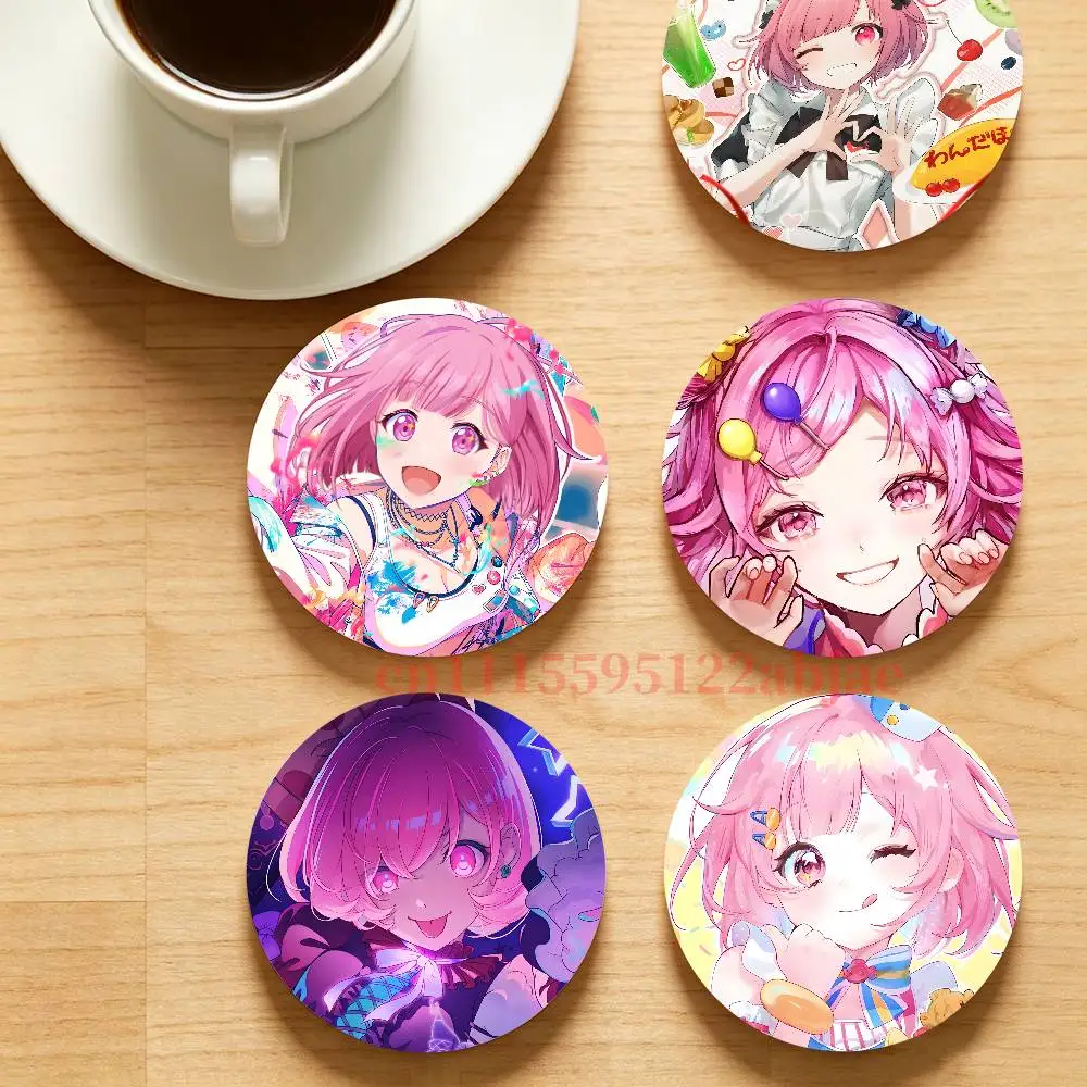 E-Emu Otori P-Project SEKAI Round Wooden Coaster Decorative Coffee Cup for Use in Coffee Shops Bars
