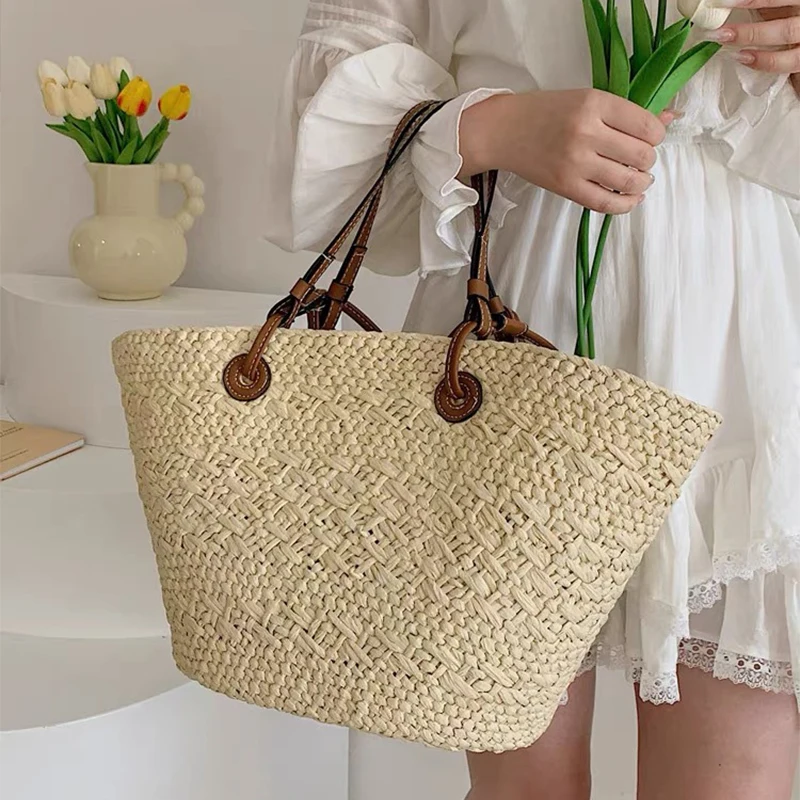 Perfect Vacation Storage Bag Largecapacity Straw Woven Tote Bag Women Summer Beach Bag Casual French Style Underarm Shoulder Bag - view 3