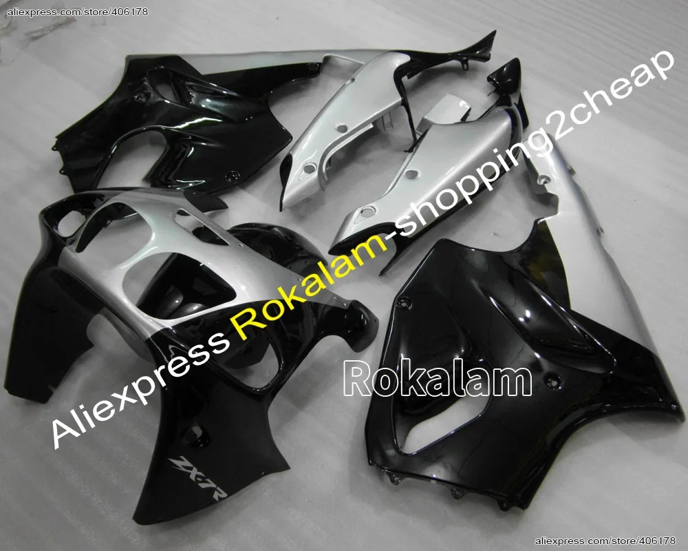 Top-Rated  ZX7R 96-03 ABS Fairing Motorcycle Kit For Kawasaki ZX7R 1996-2003 ZX 7R Black & Silver Motorcycle Fairings